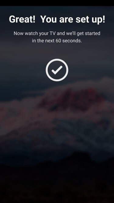 Mobile application screen with the title: Great! You're set up!