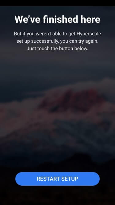 Mobile application screen with a restart button