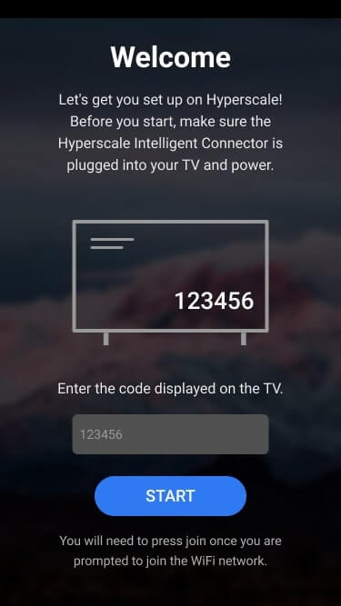 Mobile application screen with a text entry field and start button