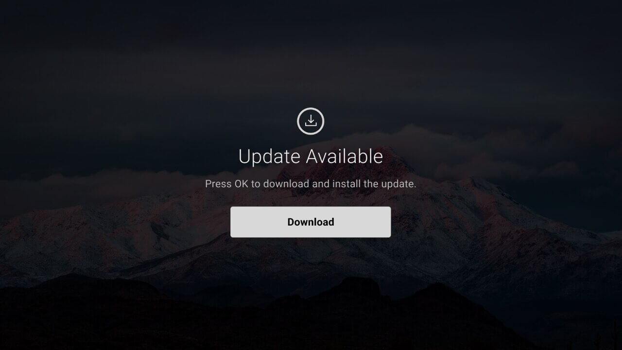 TV screen with a download button and the title: Updare Available